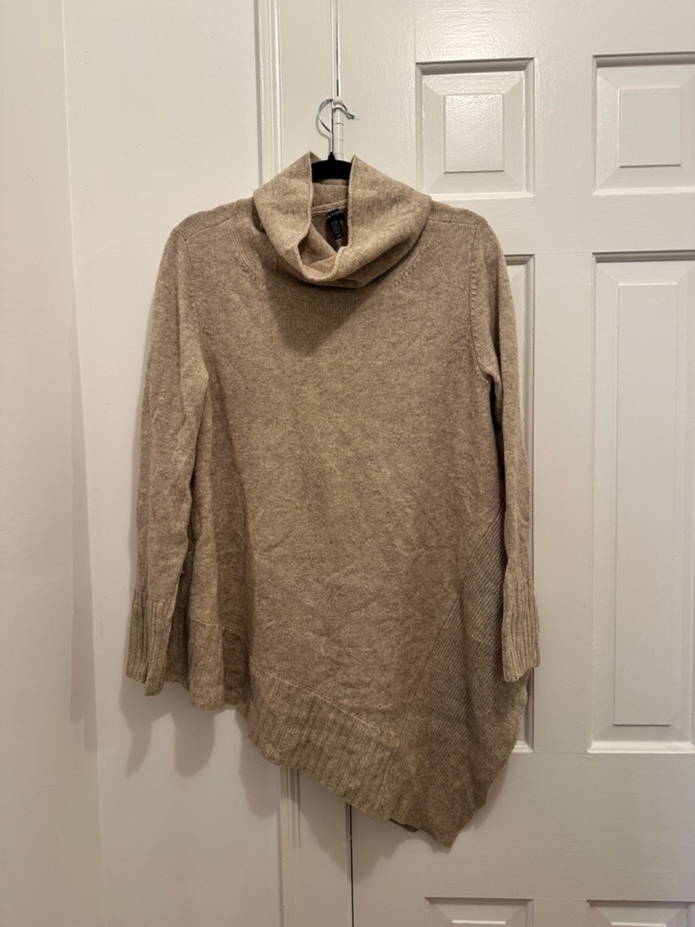 Eileen Fisher Taupe Asymmetric Cowl Neck Sweater
